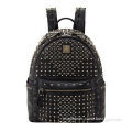 Small Backpack, Leather Trim and Gunmetal Hardware, Measuring 10"H x 13"W x 7 1/2"D